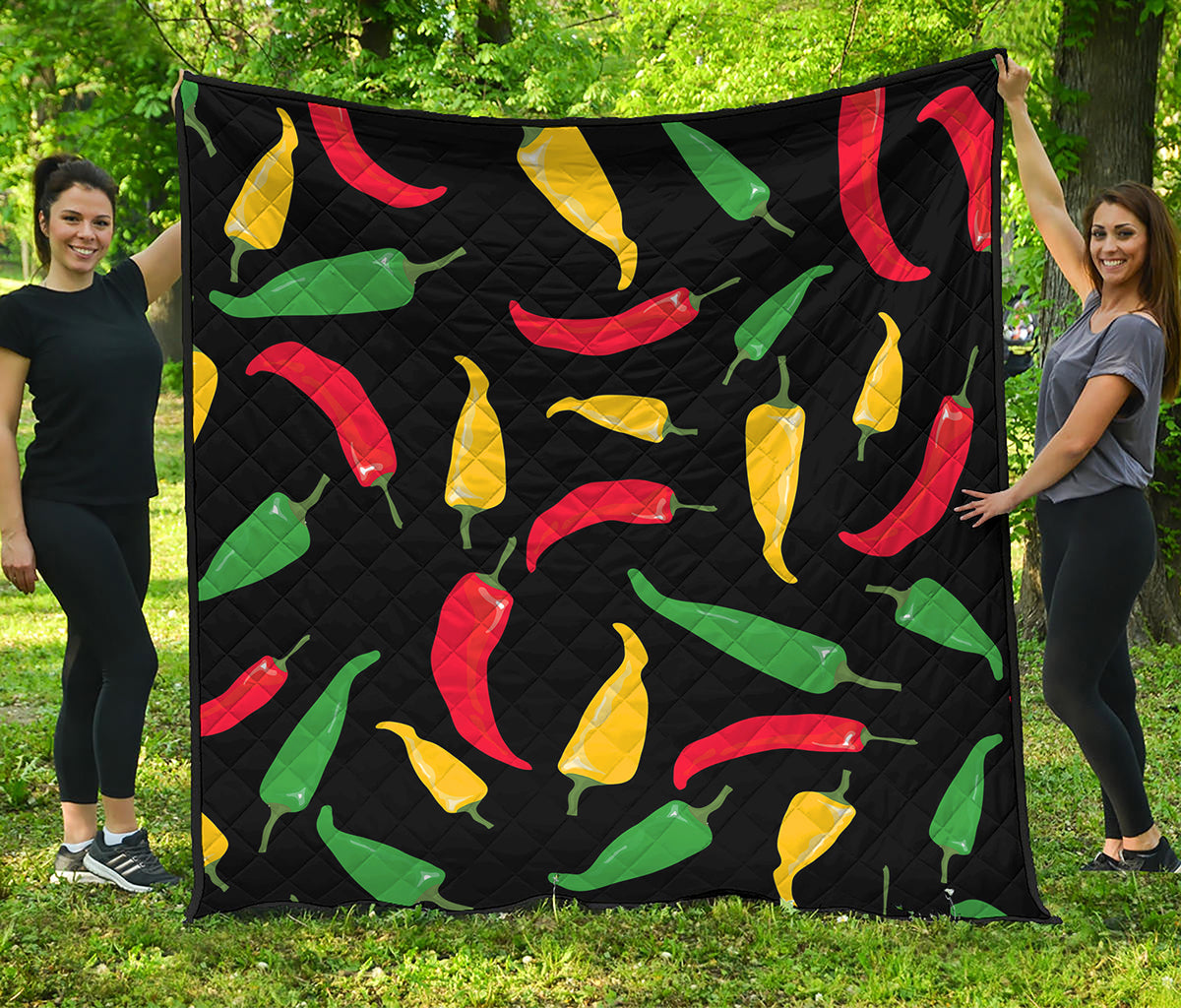 Colorful Chili Peppers Pattern Print Quilt