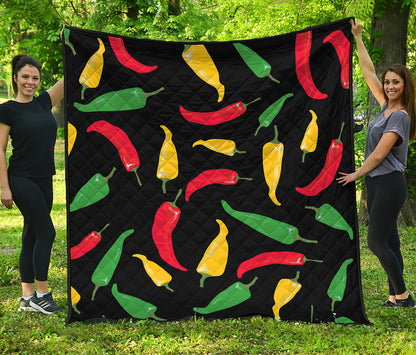 Colorful Chili Peppers Pattern Print Quilt
