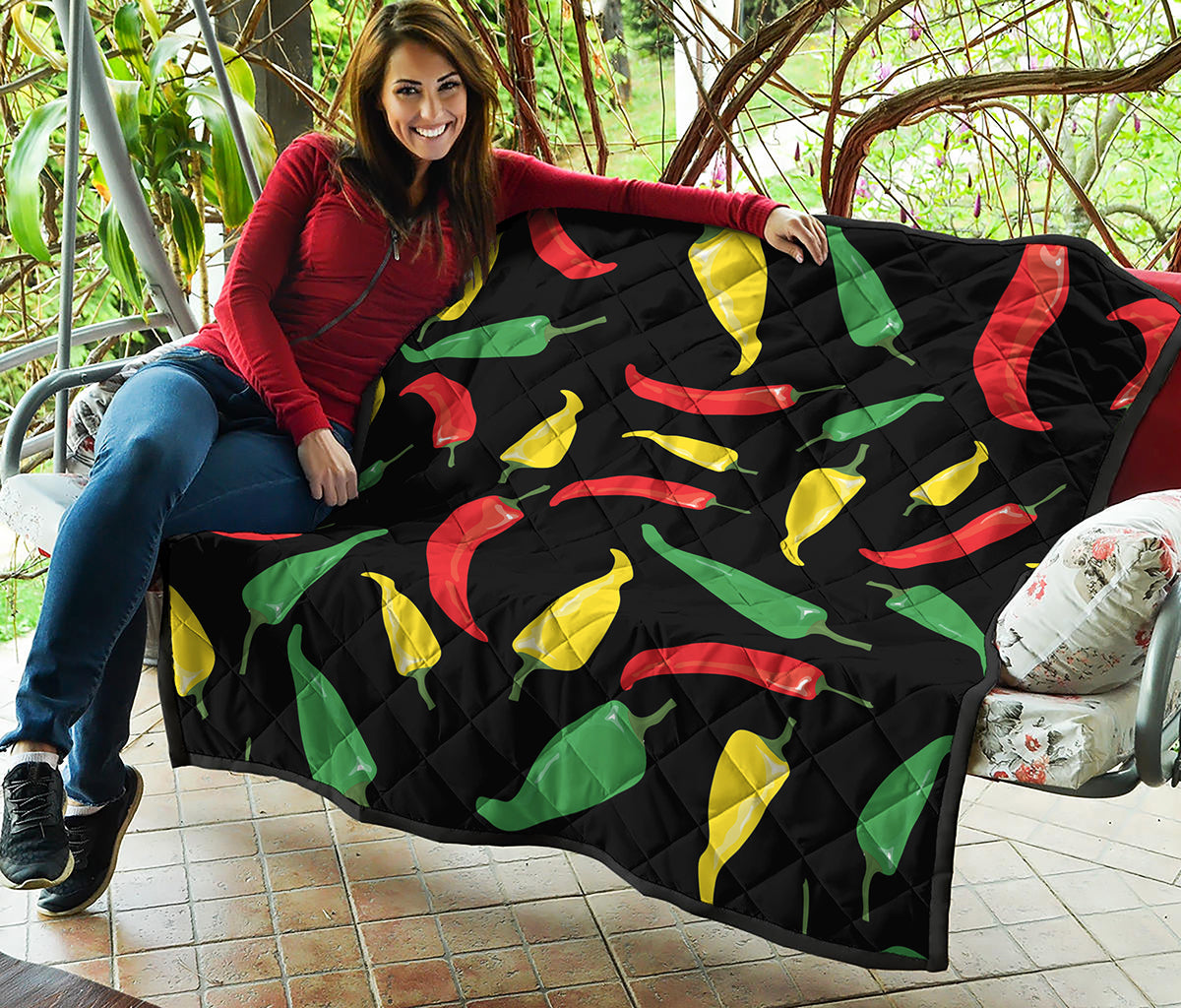 Colorful Chili Peppers Pattern Print Quilt