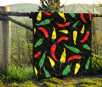 Colorful Chili Peppers Pattern Print Quilt