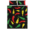 Colorful Chili Peppers Pattern Print Quilt Bed Set