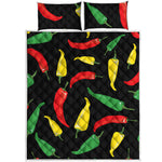 Colorful Chili Peppers Pattern Print Quilt Bed Set