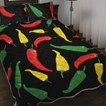Colorful Chili Peppers Pattern Print Quilt Bed Set