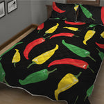 Colorful Chili Peppers Pattern Print Quilt Bed Set