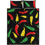 Colorful Chili Peppers Pattern Print Quilt Bed Set