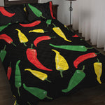 Colorful Chili Peppers Pattern Print Quilt Bed Set