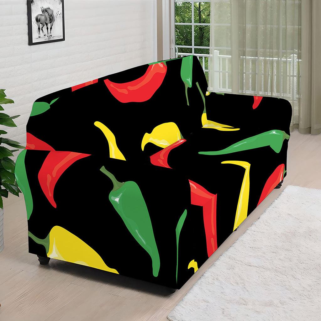 Colorful Chili Peppers Pattern Print Sofa Cover