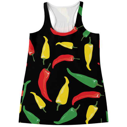 Colorful Chili Peppers Pattern Print Women's Racerback Tank Top