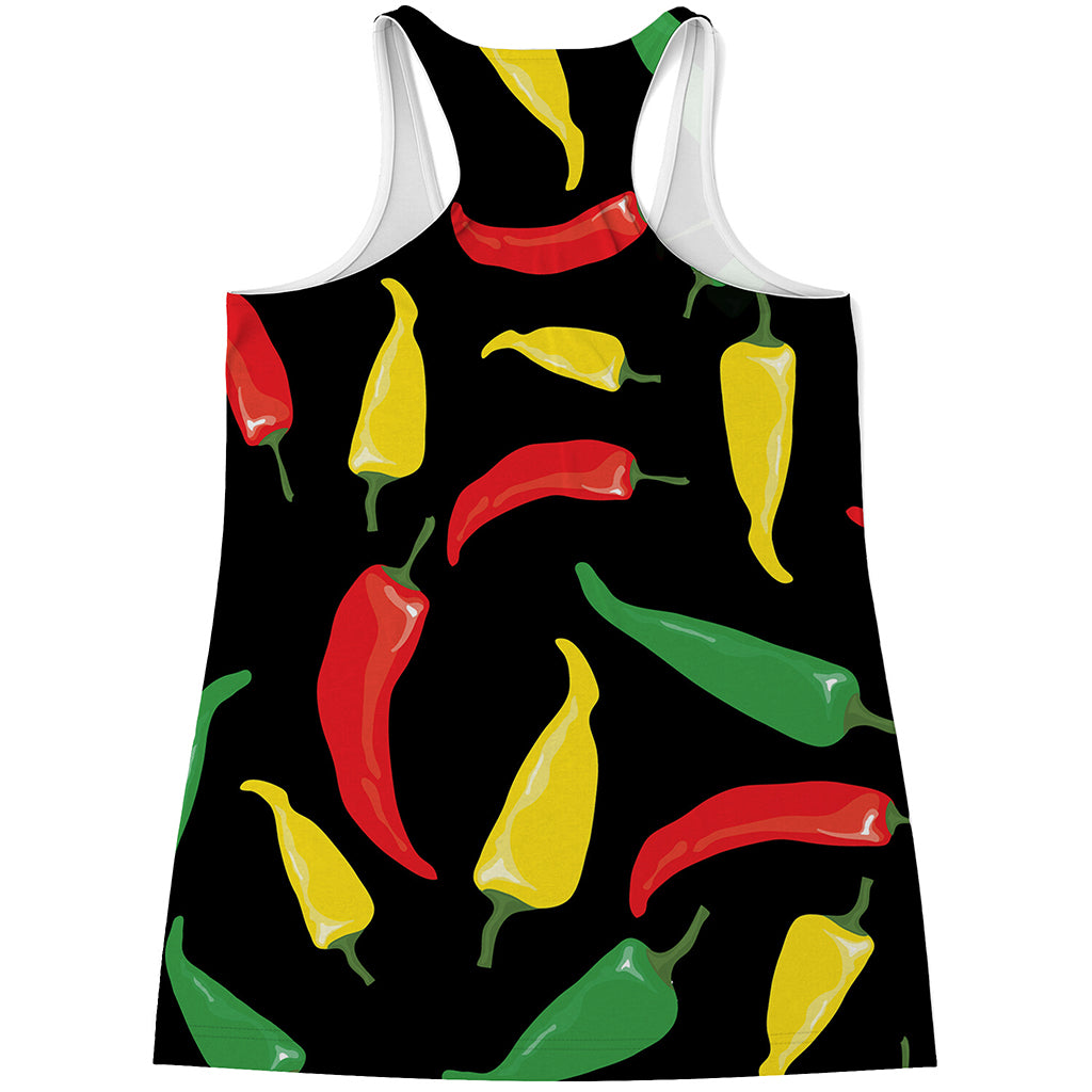 Colorful Chili Peppers Pattern Print Women's Racerback Tank Top