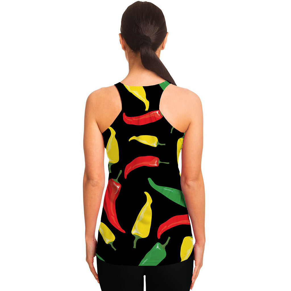 Colorful Chili Peppers Pattern Print Women's Racerback Tank Top
