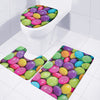 Colorful Chocolate Candy Print 3 Piece Bath Mat Set