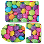 Colorful Chocolate Candy Print 3 Piece Bath Mat Set