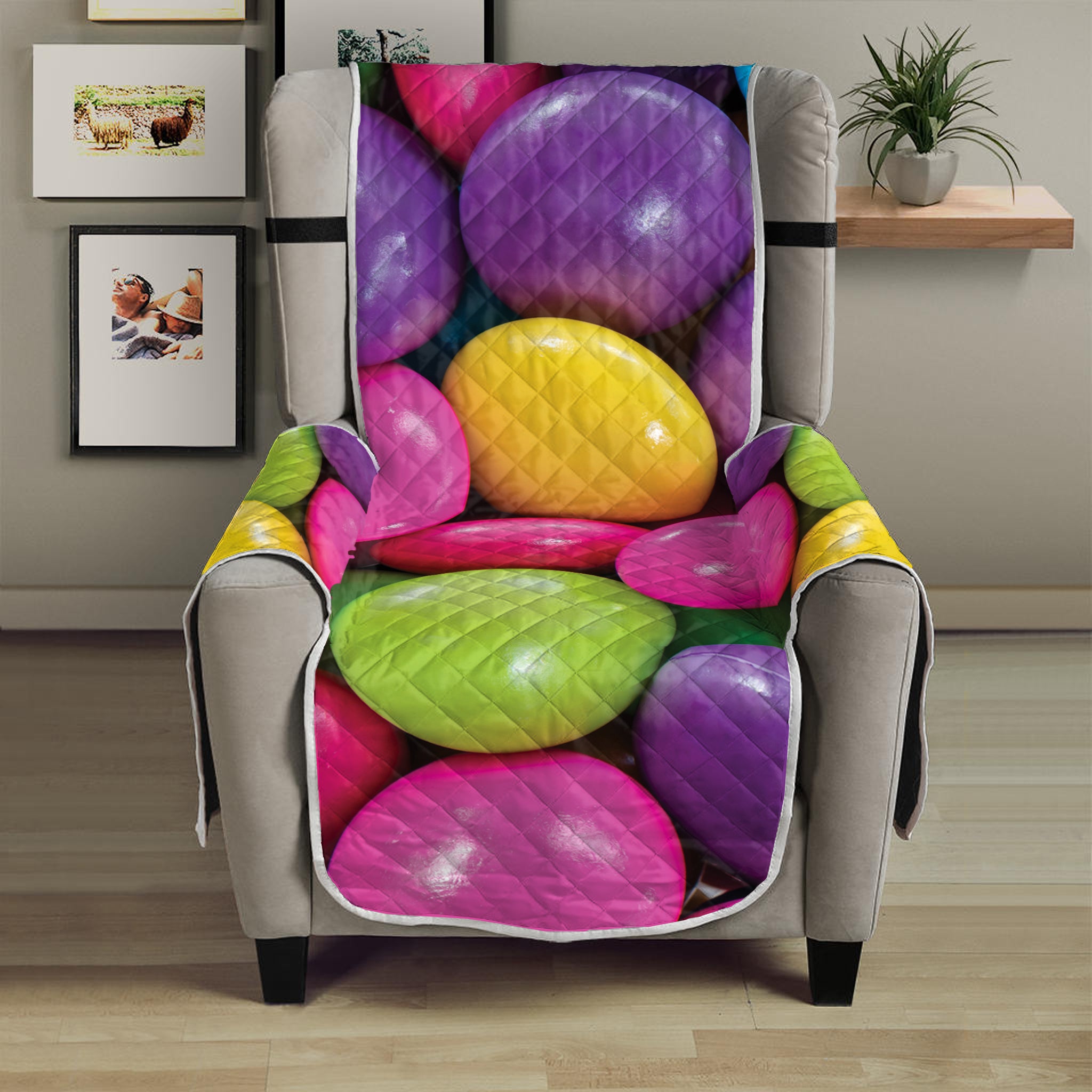 Colorful Chocolate Candy Print Armchair Protector