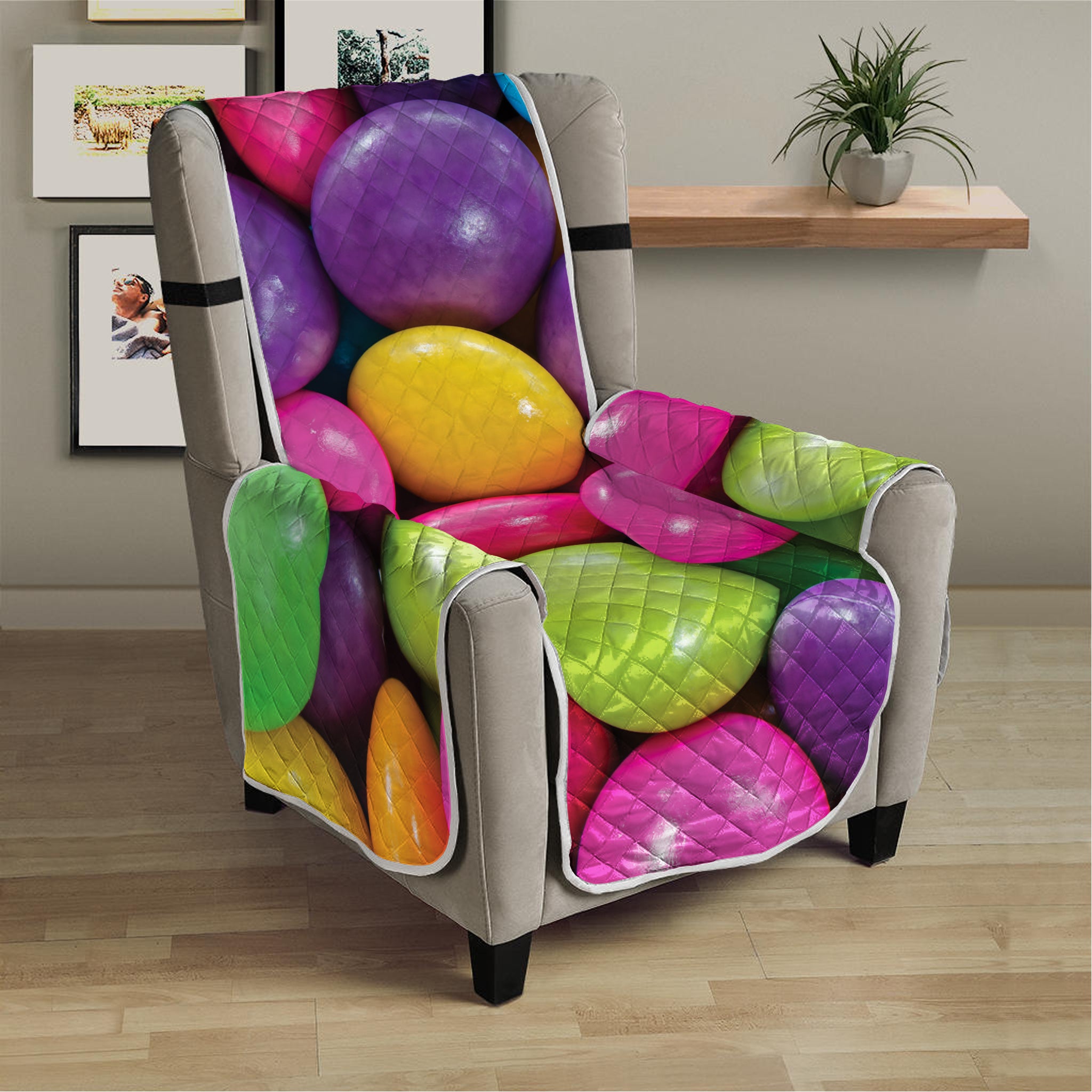 Colorful Chocolate Candy Print Armchair Protector