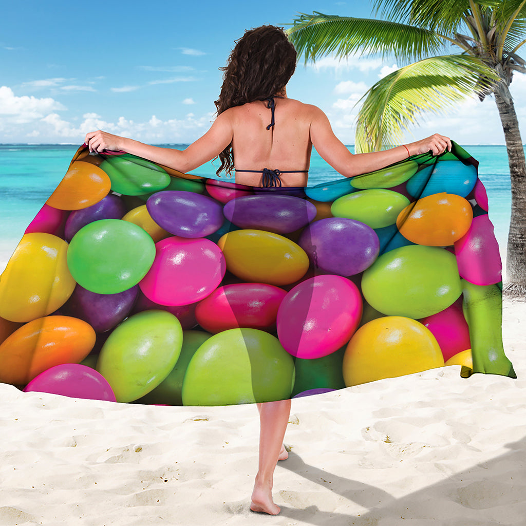 Colorful Chocolate Candy Print Beach Sarong Wrap