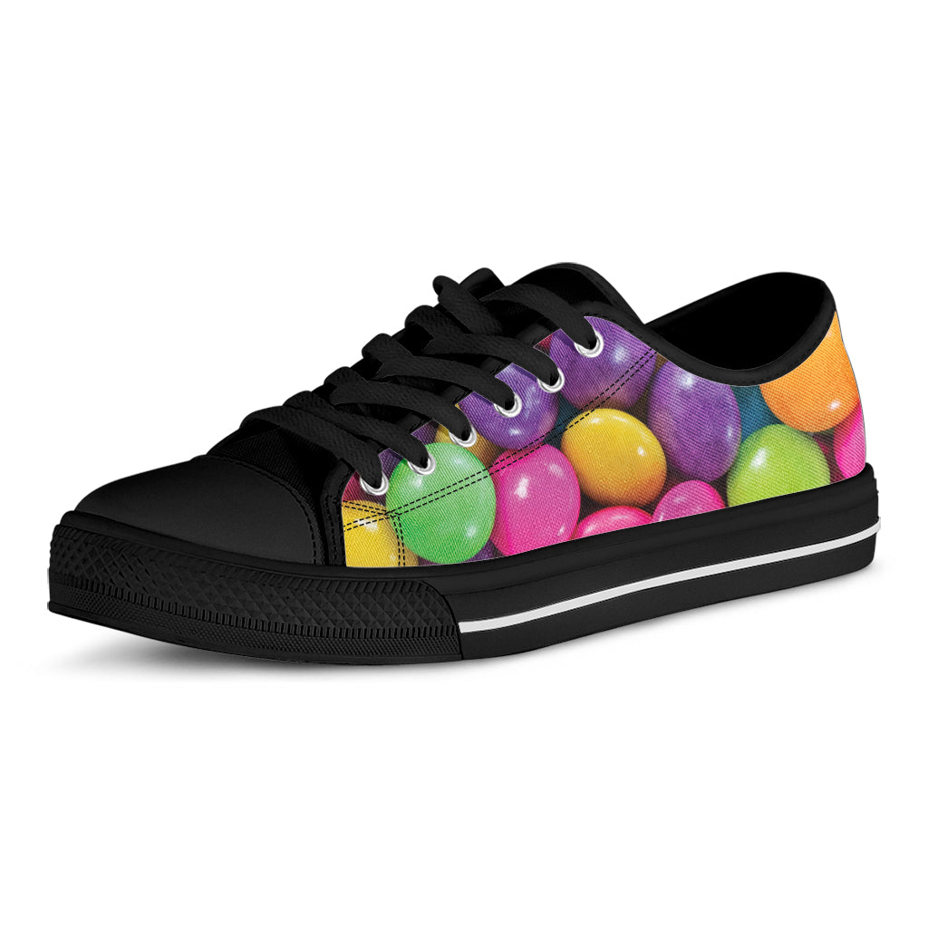 Colorful Chocolate Candy Print Black Low Top Shoes