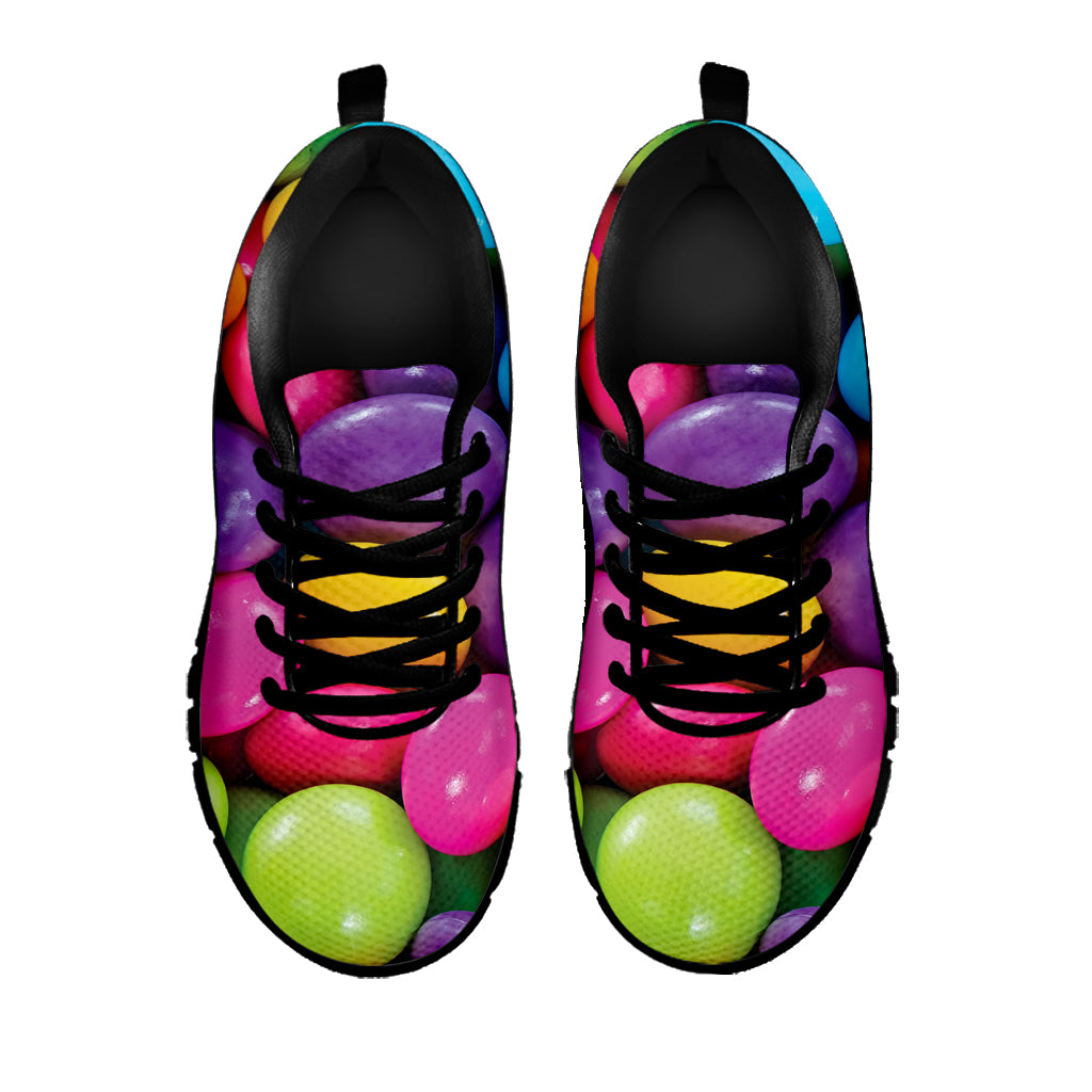 Colorful Chocolate Candy Print Black Sneakers