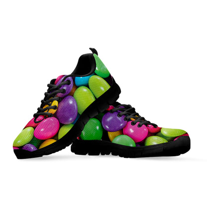 Colorful Chocolate Candy Print Black Sneakers