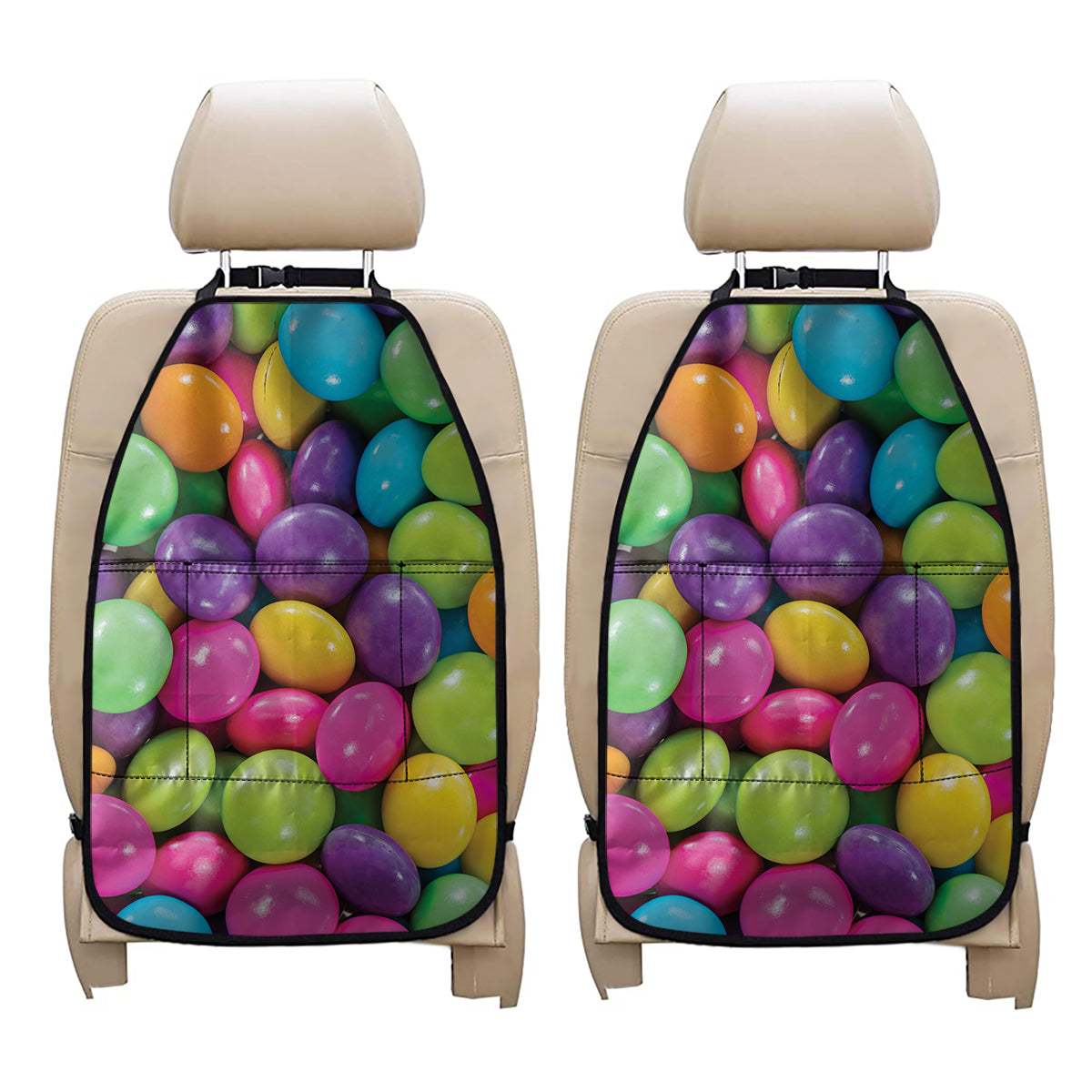 Colorful Chocolate Candy Print Car Seat Organizers