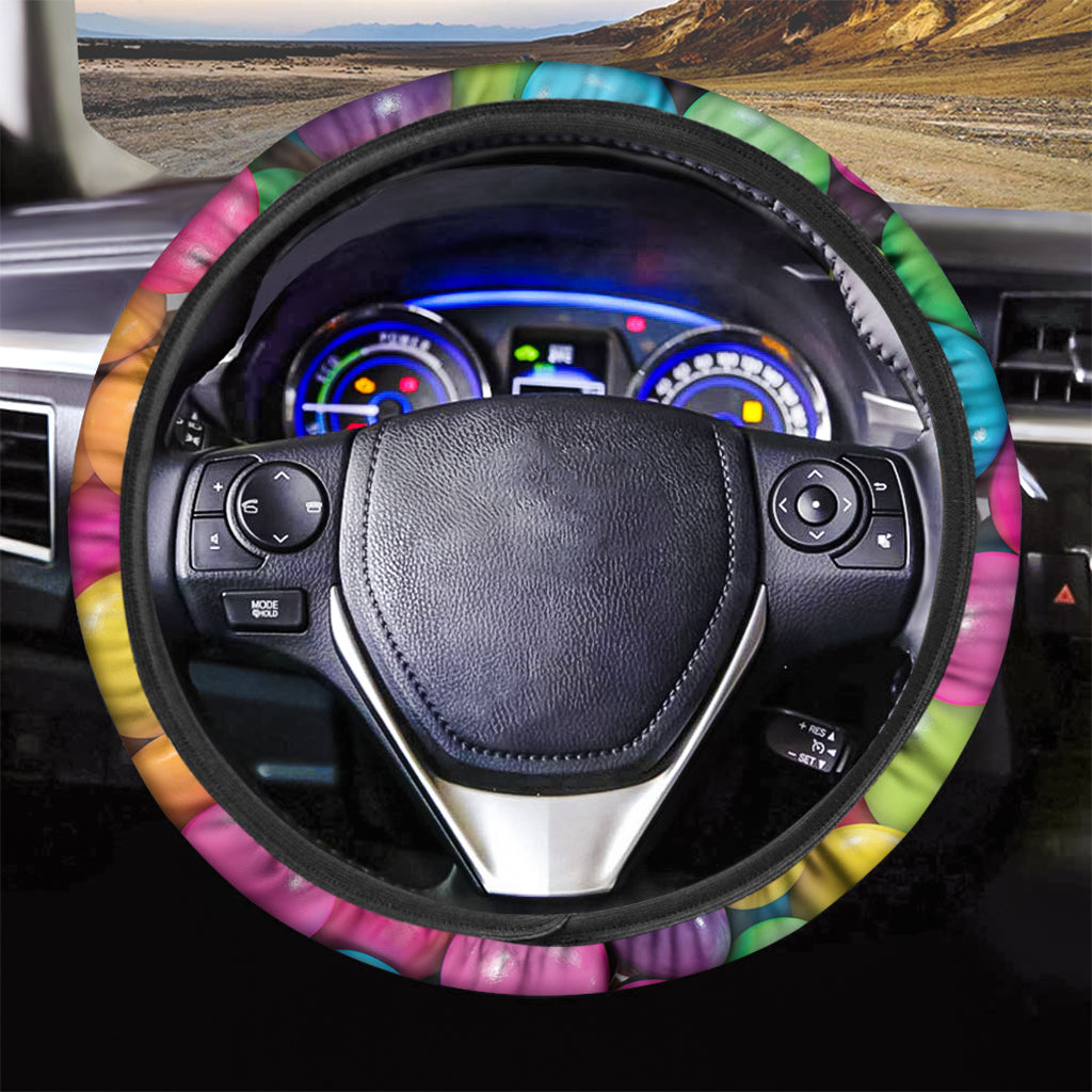 Colorful Chocolate Candy Print Car Steering Wheel Cover