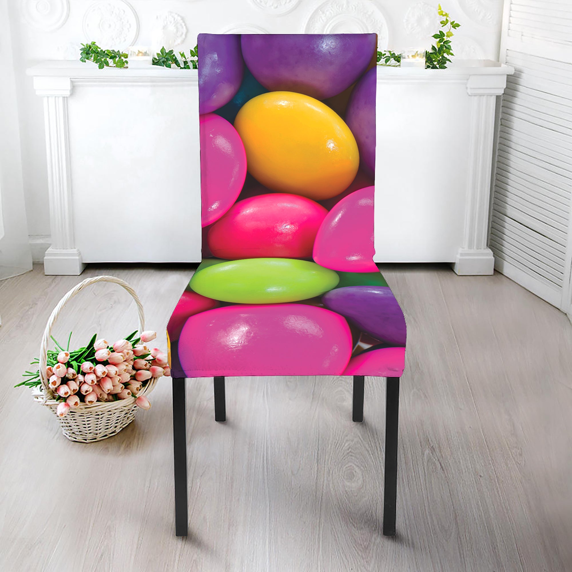 Colorful Chocolate Candy Print Dining Chair Slipcover