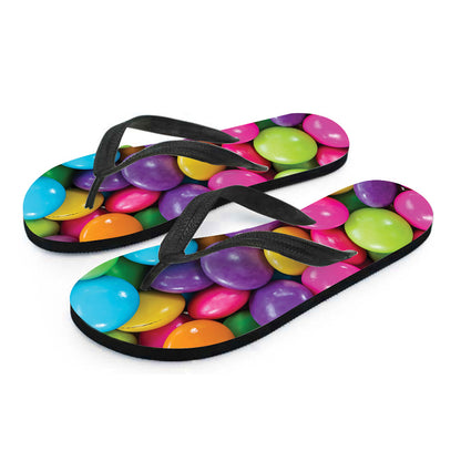 Colorful Chocolate Candy Print Flip Flops