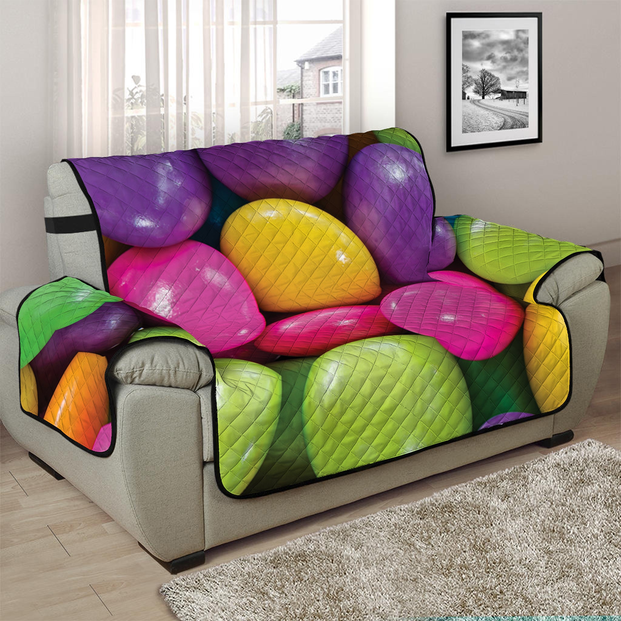 Colorful Chocolate Candy Print Half Sofa Protector