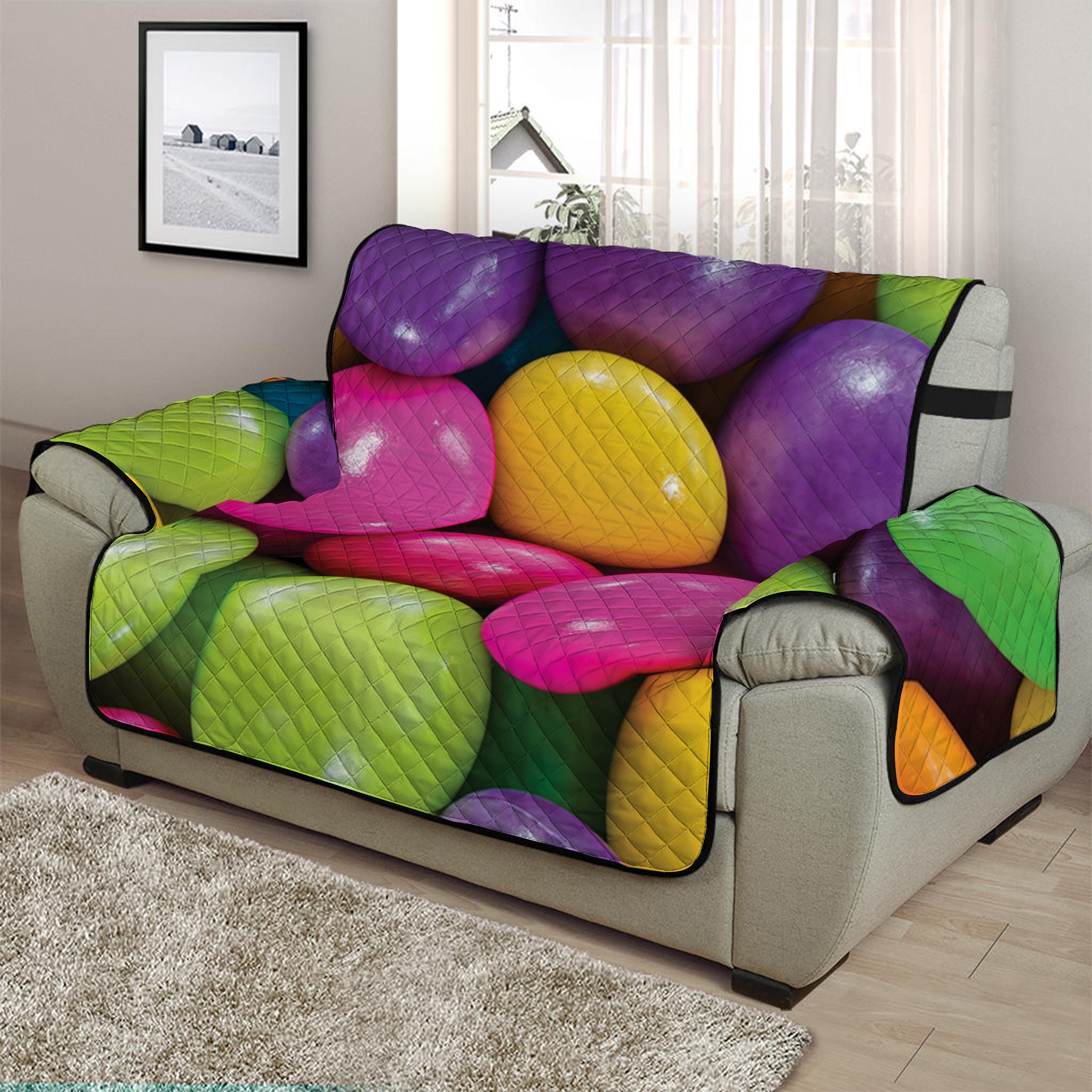 Colorful Chocolate Candy Print Half Sofa Protector