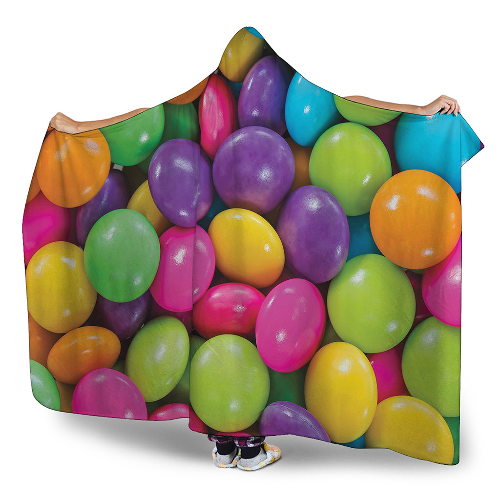 Colorful Chocolate Candy Print Hooded Blanket