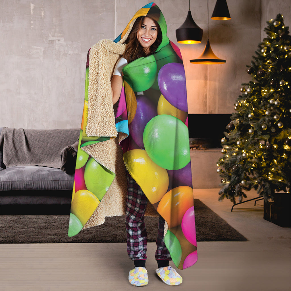 Colorful Chocolate Candy Print Hooded Blanket