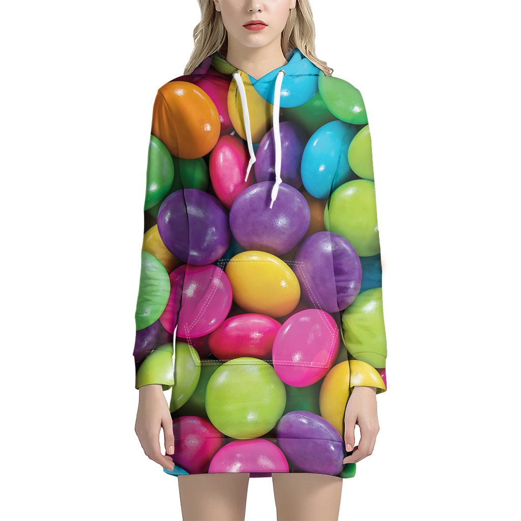 Colorful Chocolate Candy Print Hoodie Dress