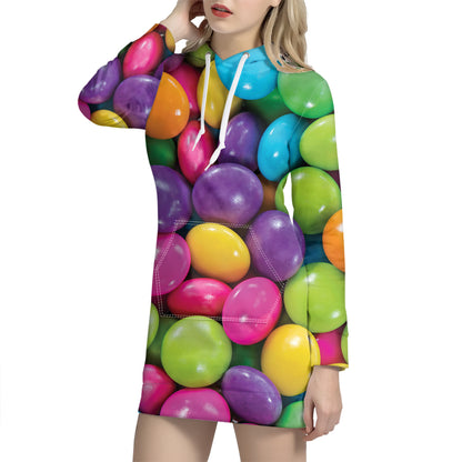 Colorful Chocolate Candy Print Hoodie Dress