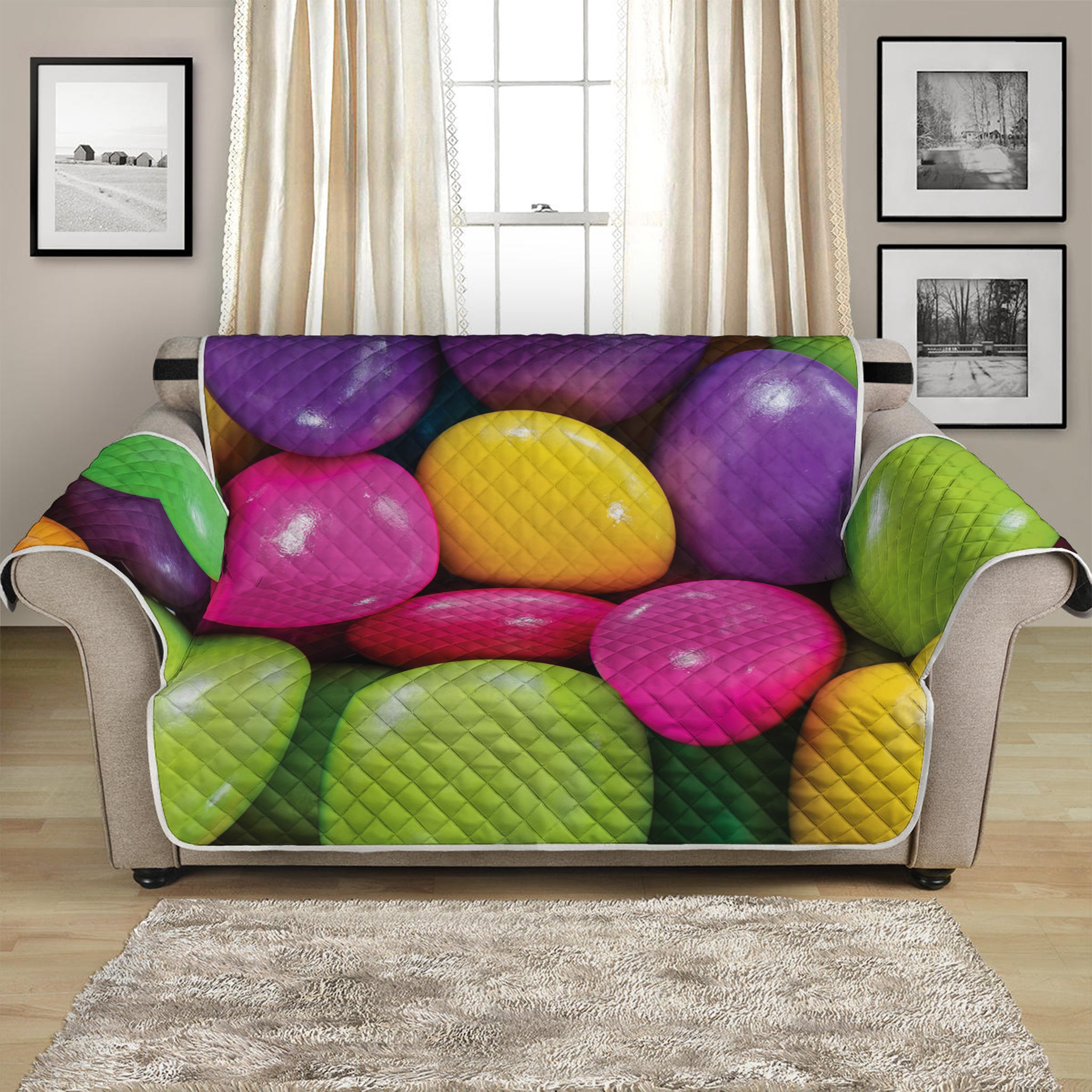 Colorful Chocolate Candy Print Loveseat Protector