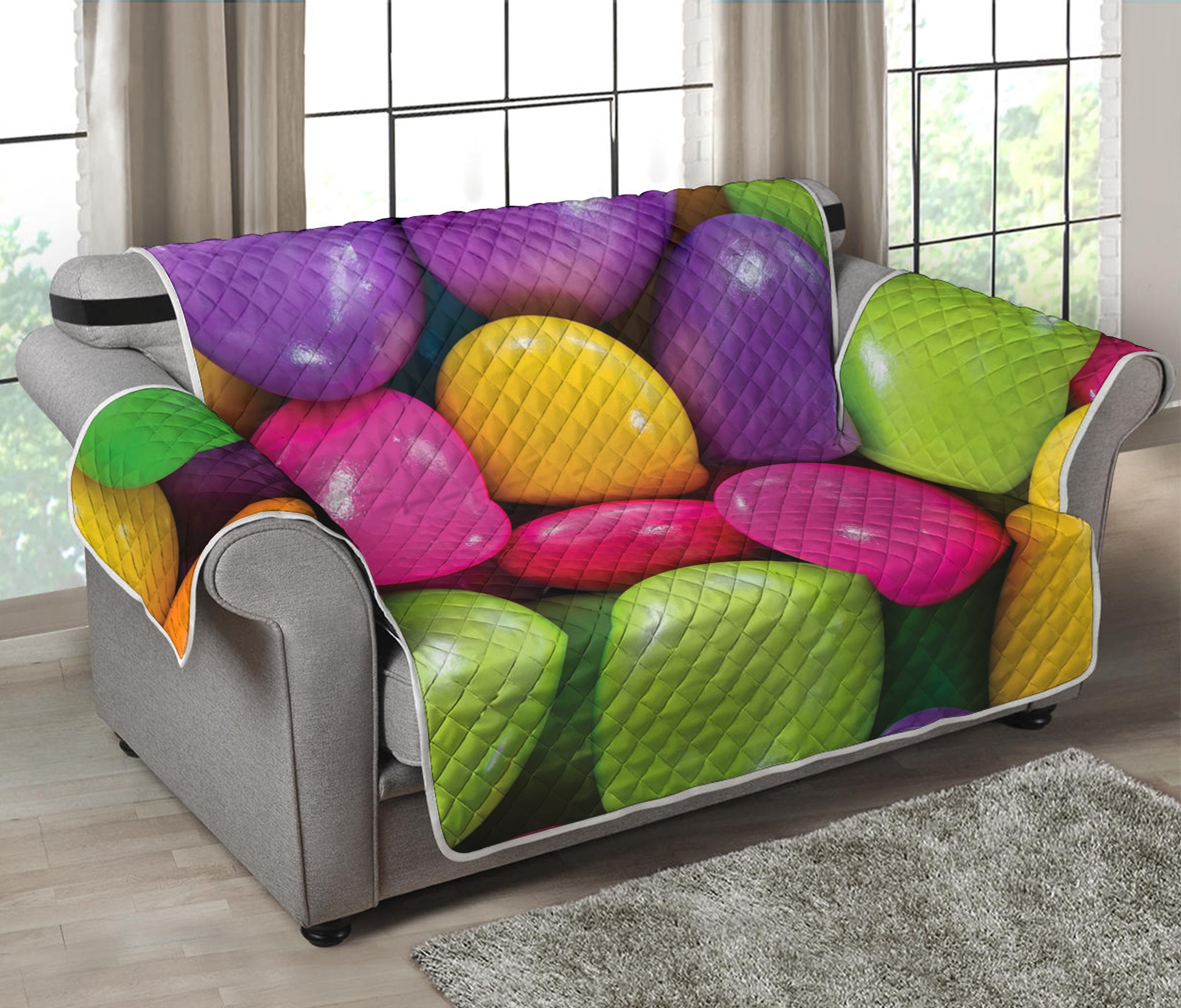 Colorful Chocolate Candy Print Loveseat Protector