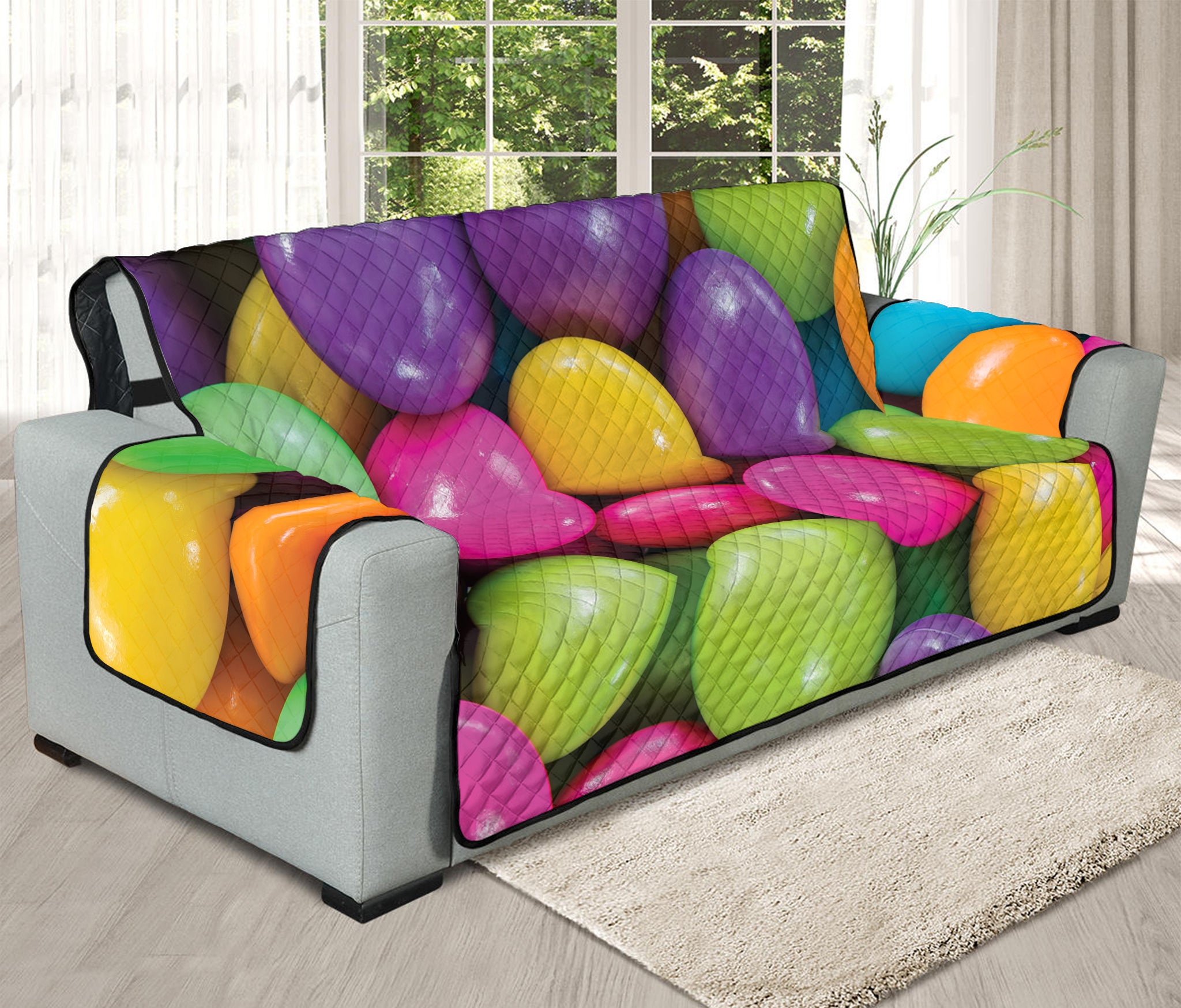 Colorful Chocolate Candy Print Oversized Sofa Protector