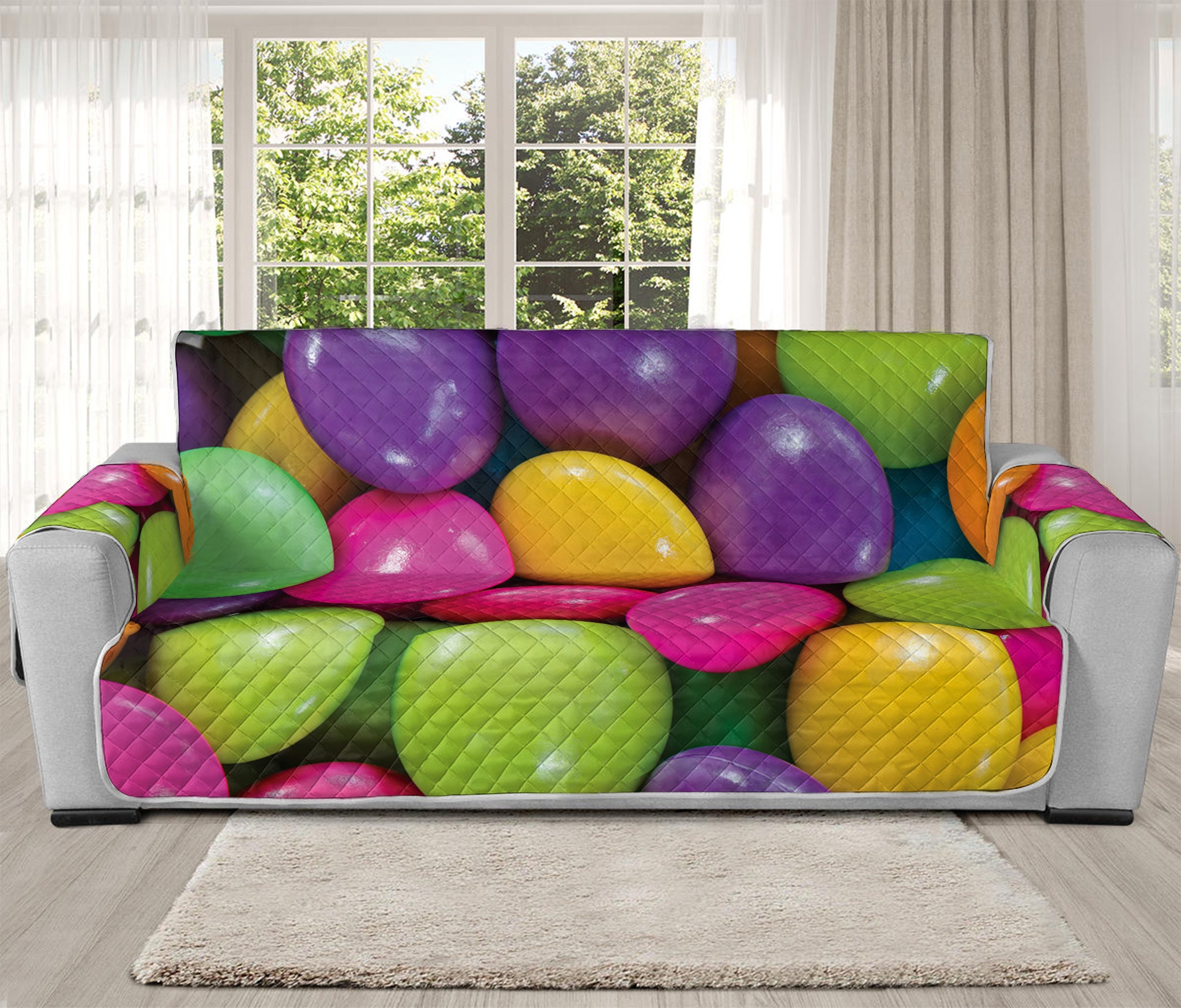 Colorful Chocolate Candy Print Oversized Sofa Protector