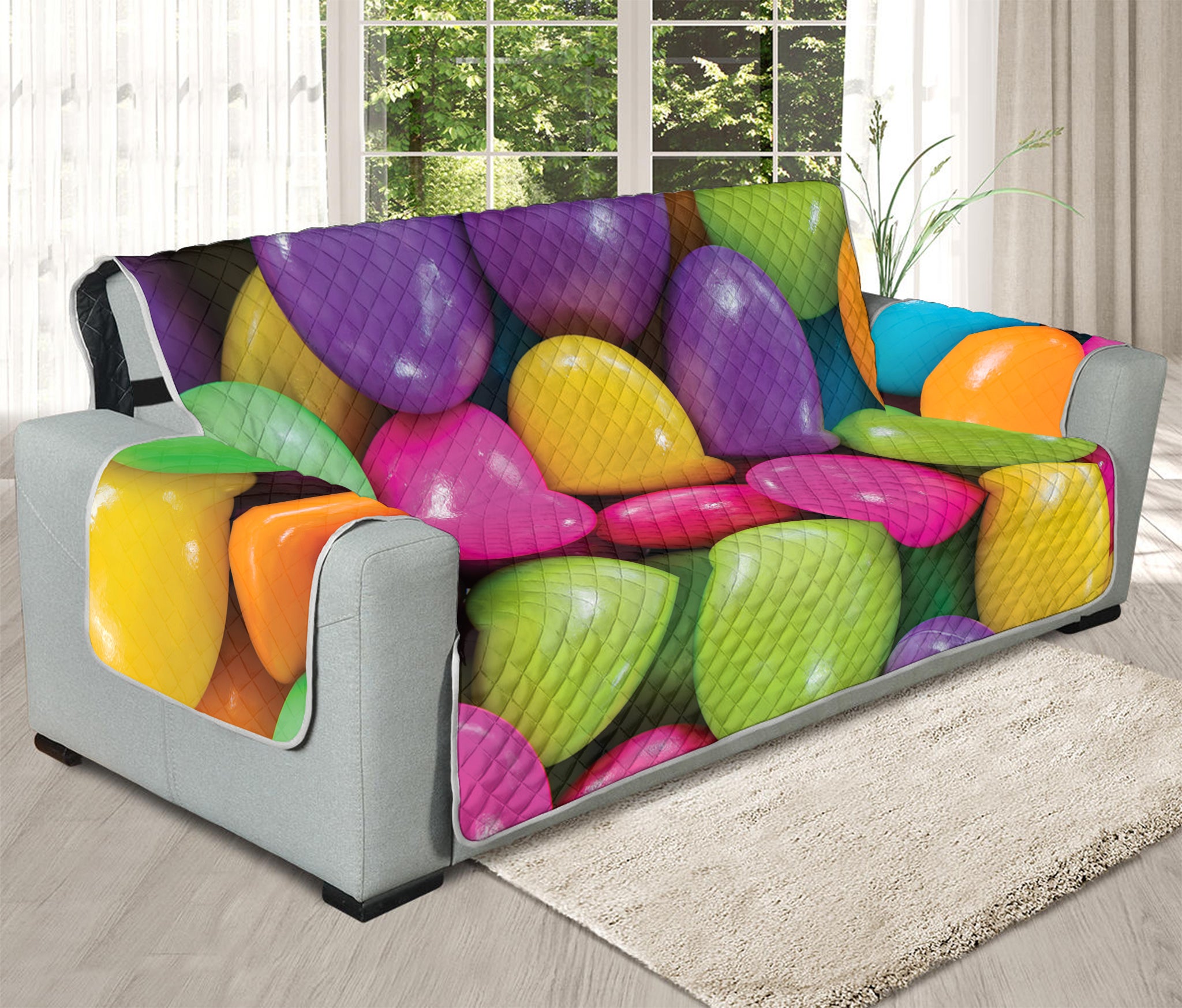 Colorful Chocolate Candy Print Oversized Sofa Protector