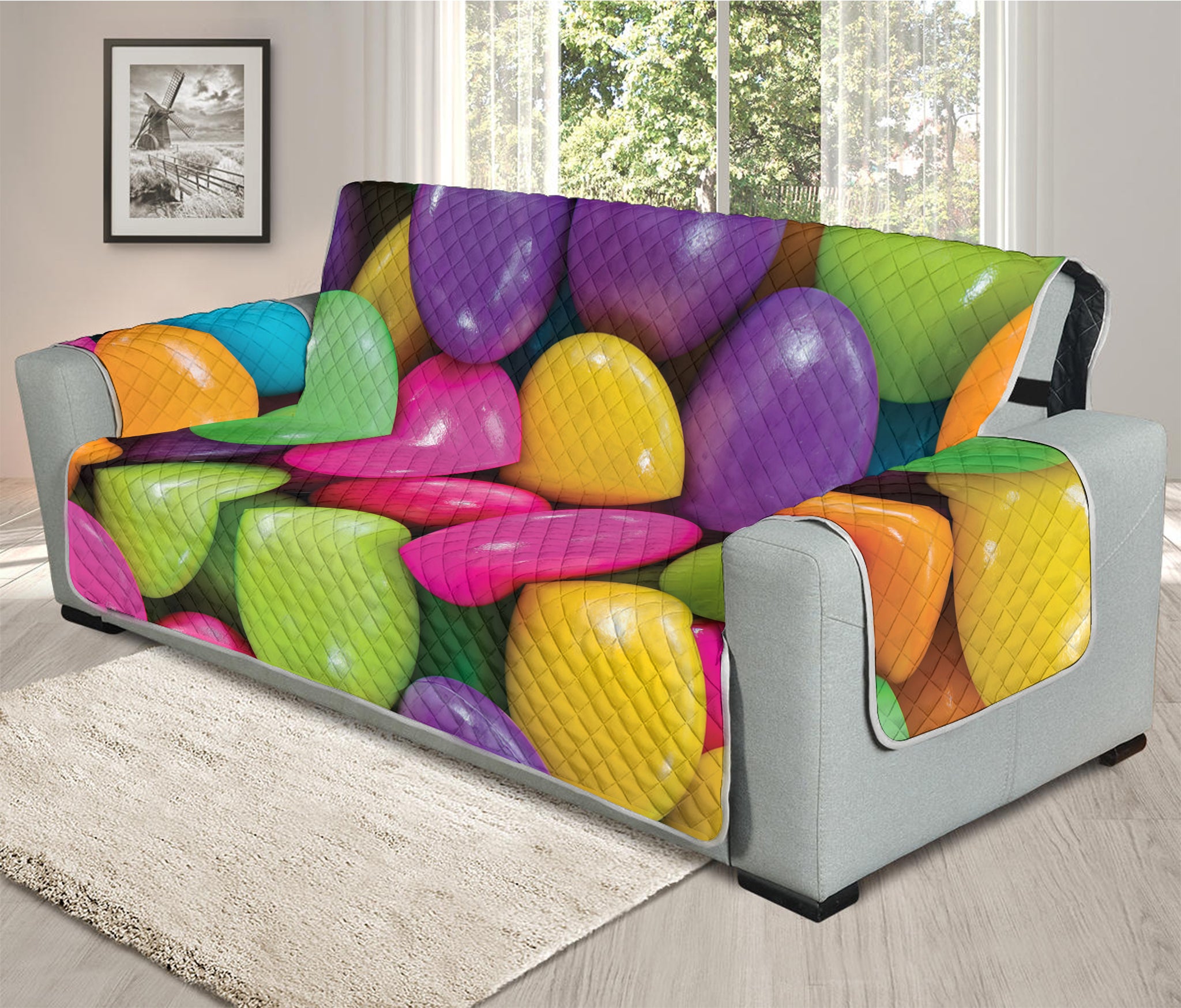 Colorful Chocolate Candy Print Oversized Sofa Protector