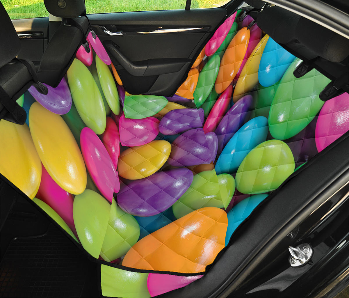 Colorful Chocolate Candy Print Pet Car Back Seat Cover