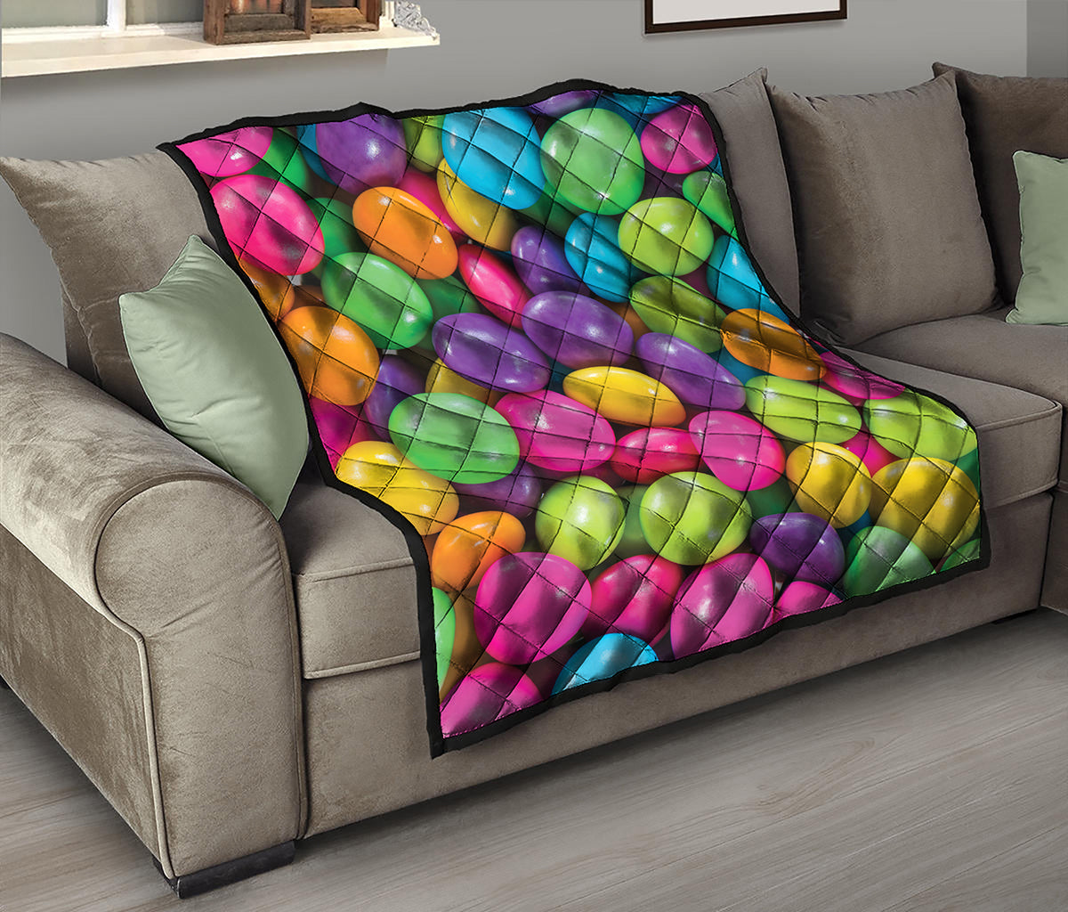 Colorful Chocolate Candy Print Quilt