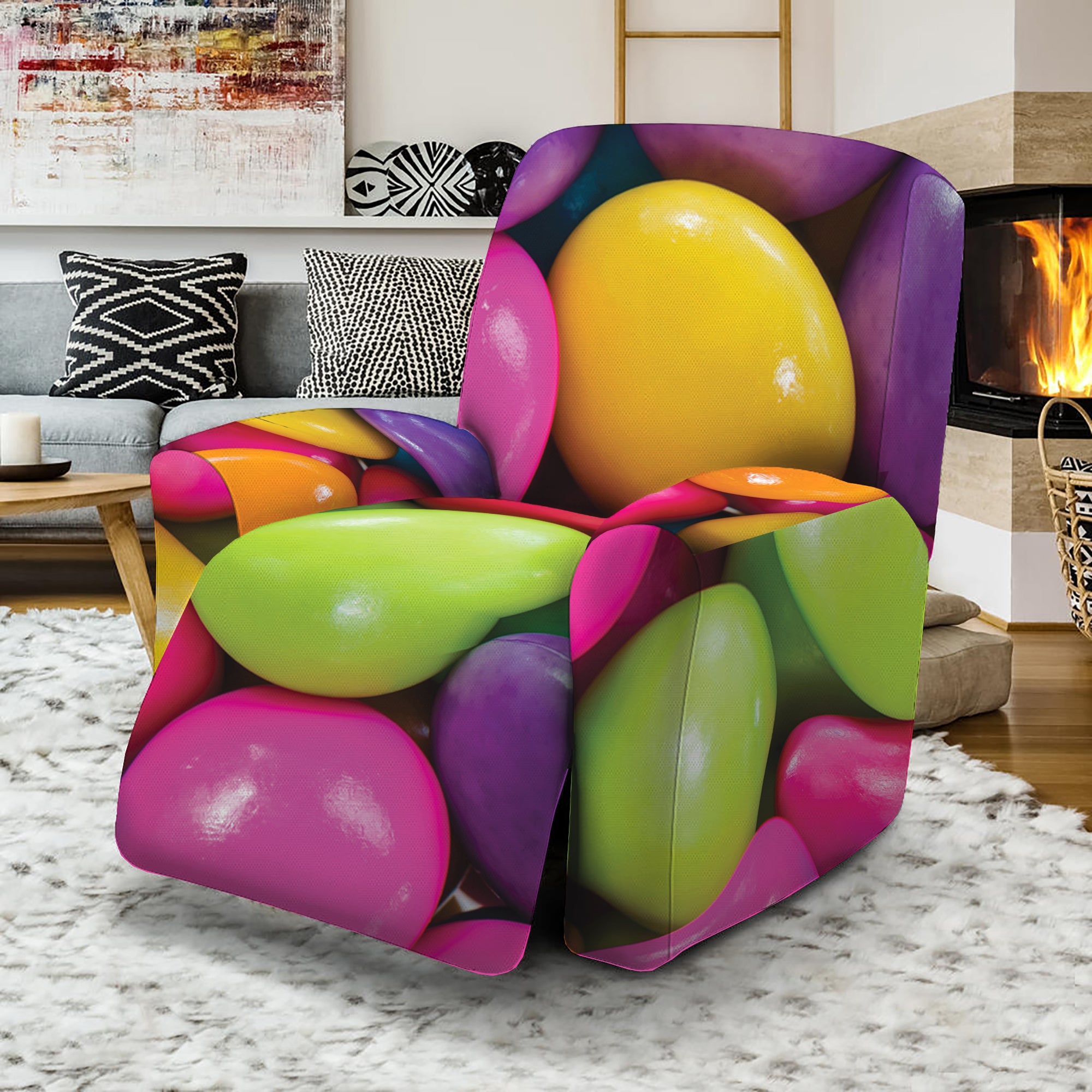 Colorful Chocolate Candy Print Recliner Slipcover