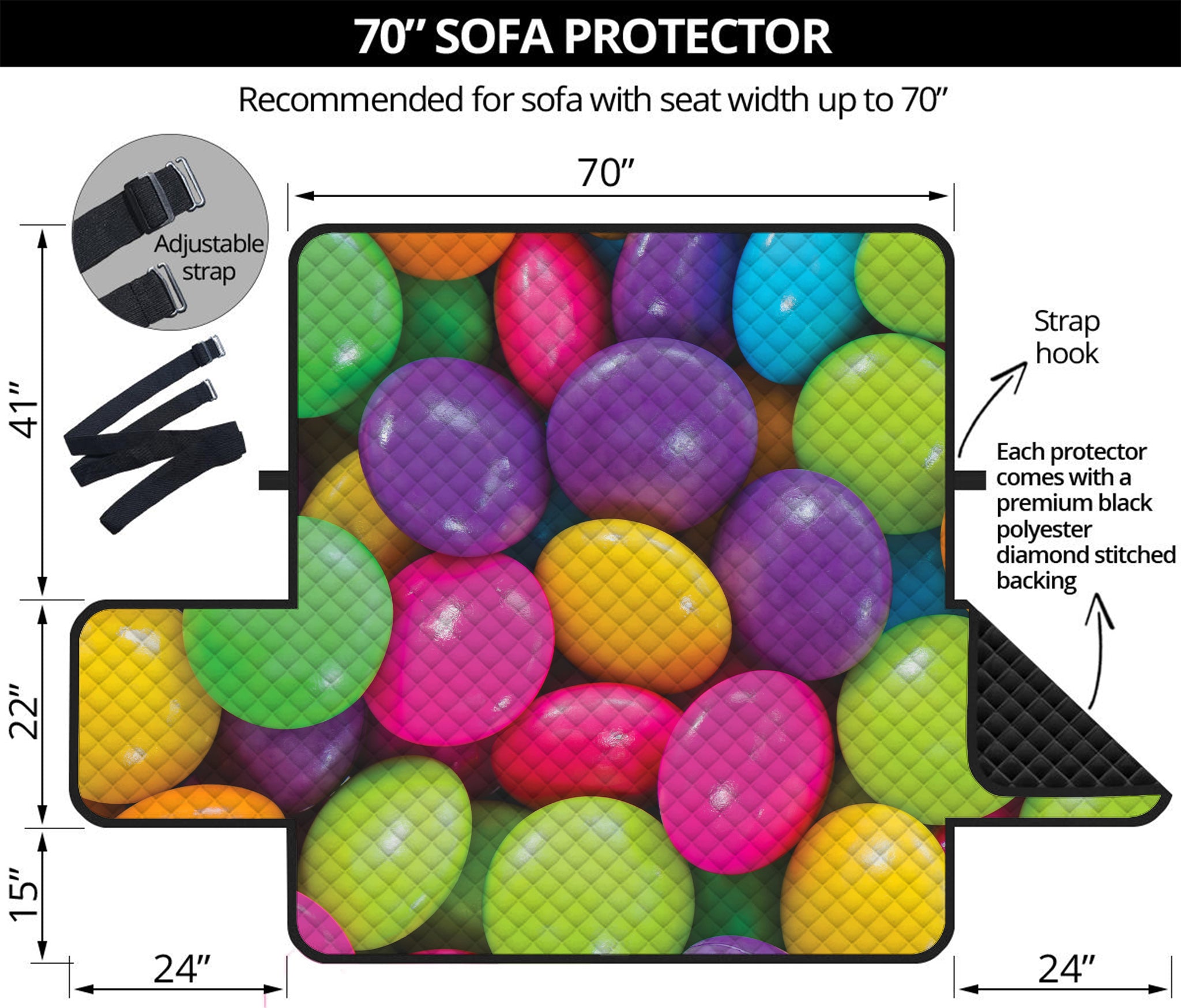 Colorful Chocolate Candy Print Sofa Protector