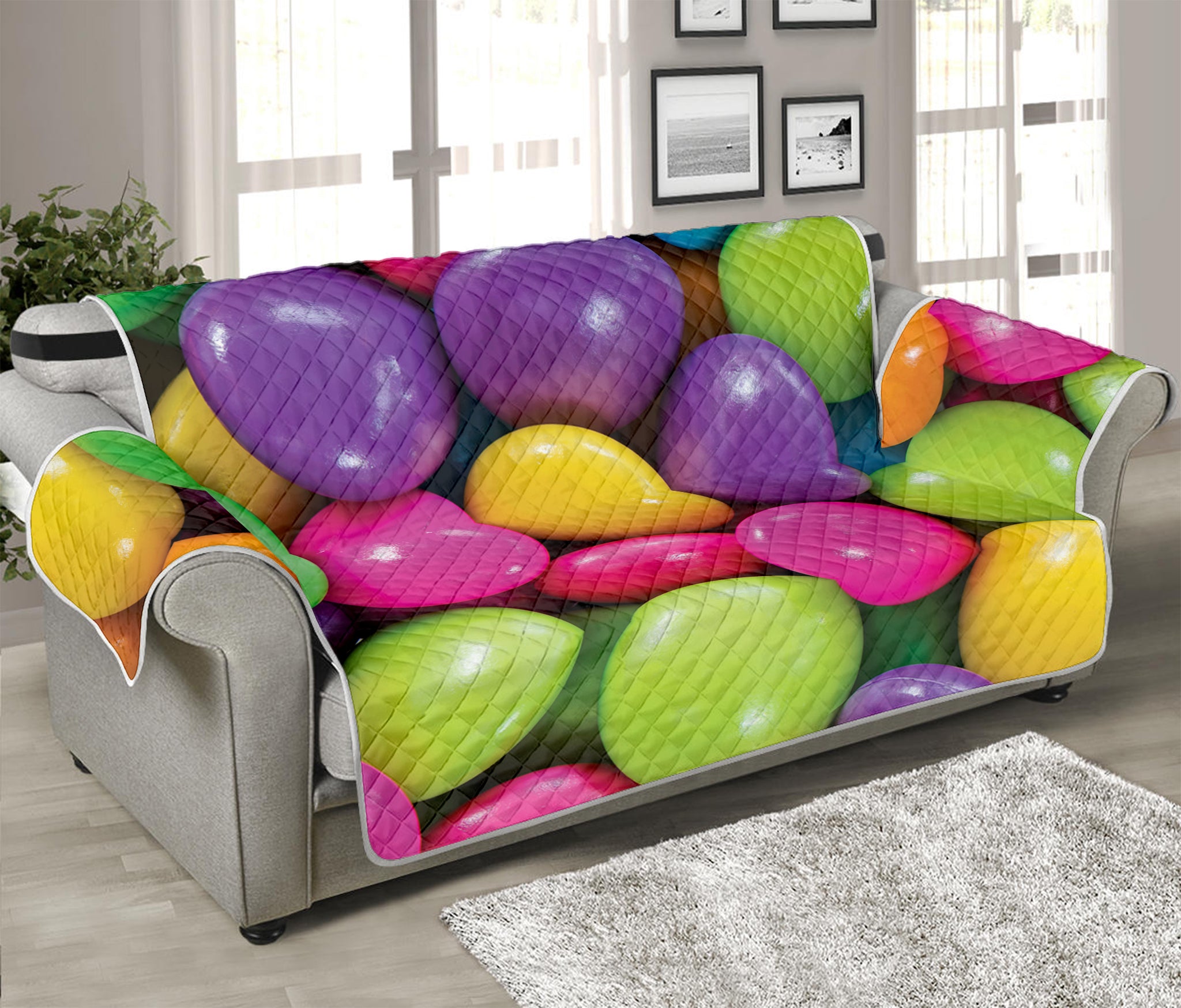 Colorful Chocolate Candy Print Sofa Protector