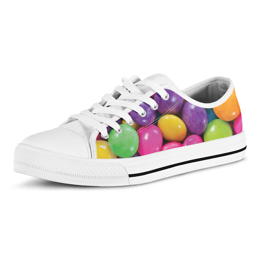 Colorful Chocolate Candy Print White Low Top Shoes