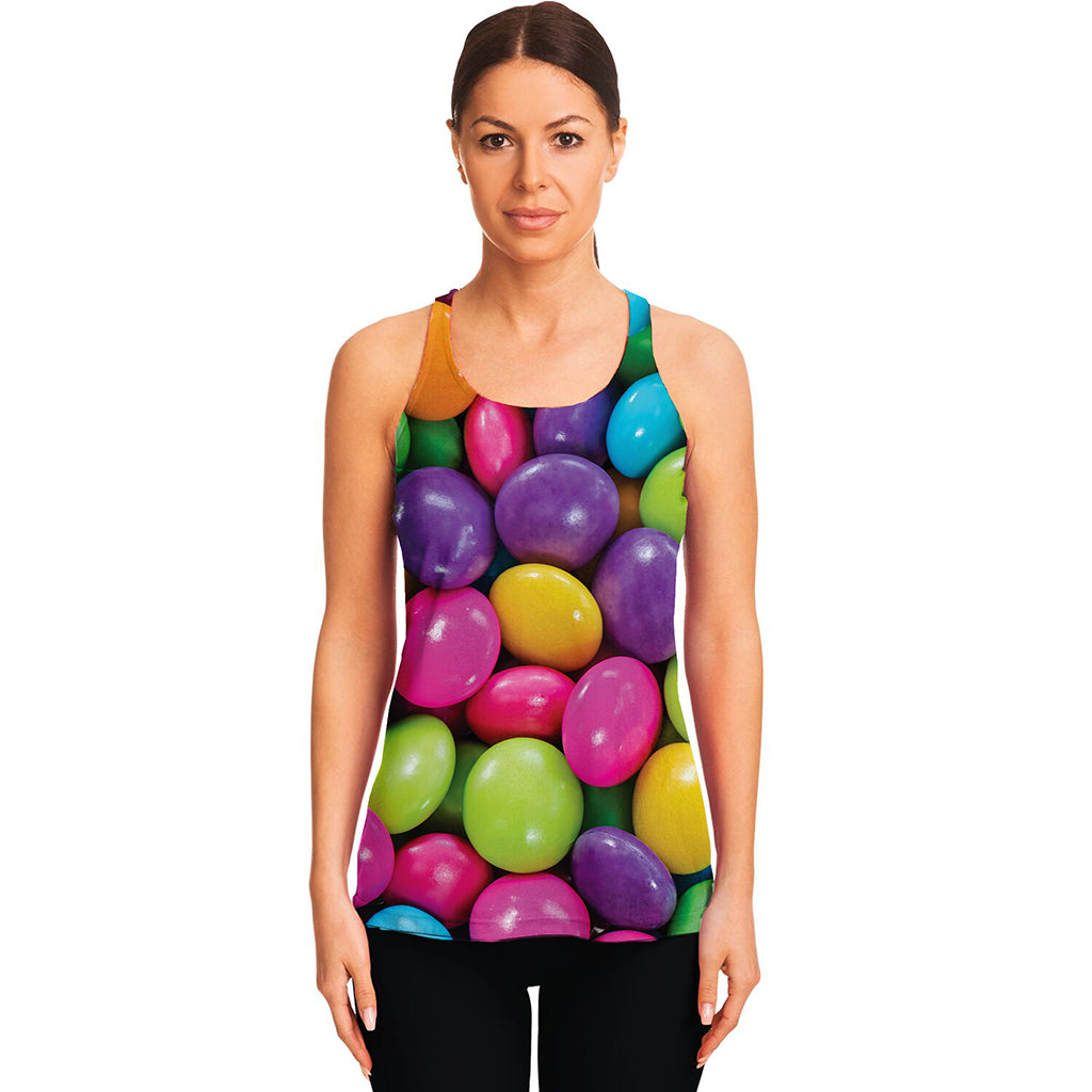 Colorful Chocolate Candy Print Women's Racerback Tank Top