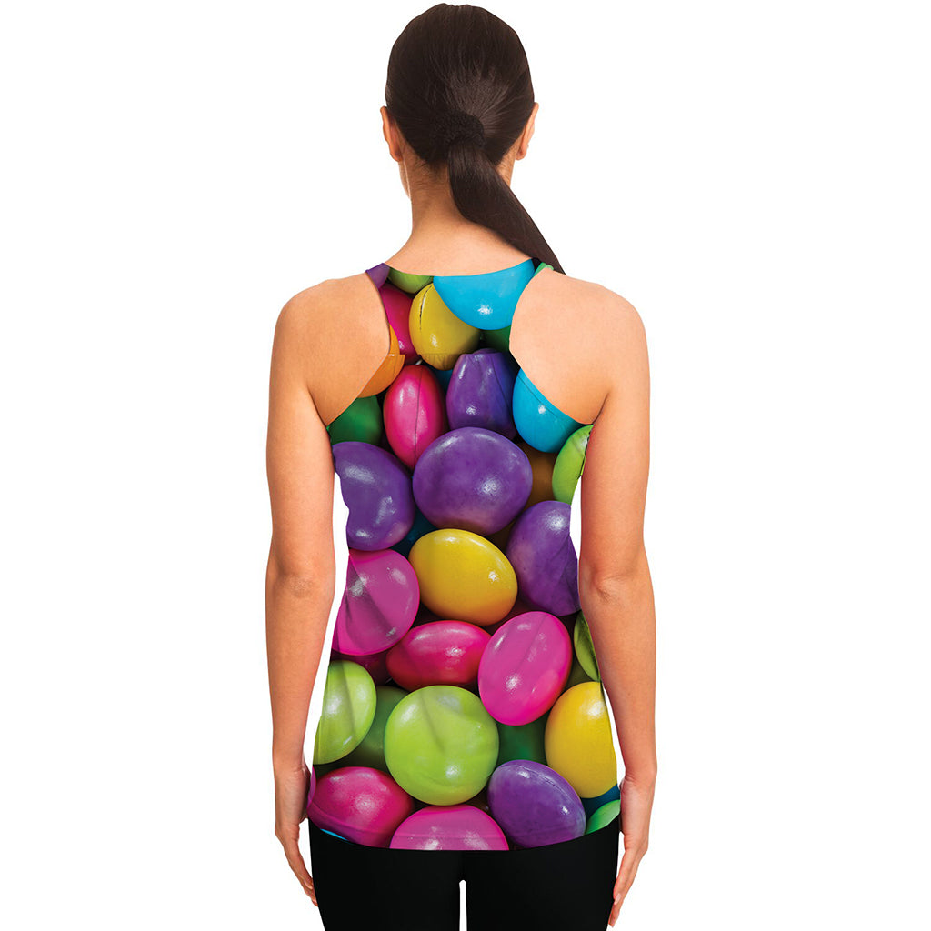 Colorful Chocolate Candy Print Women's Racerback Tank Top