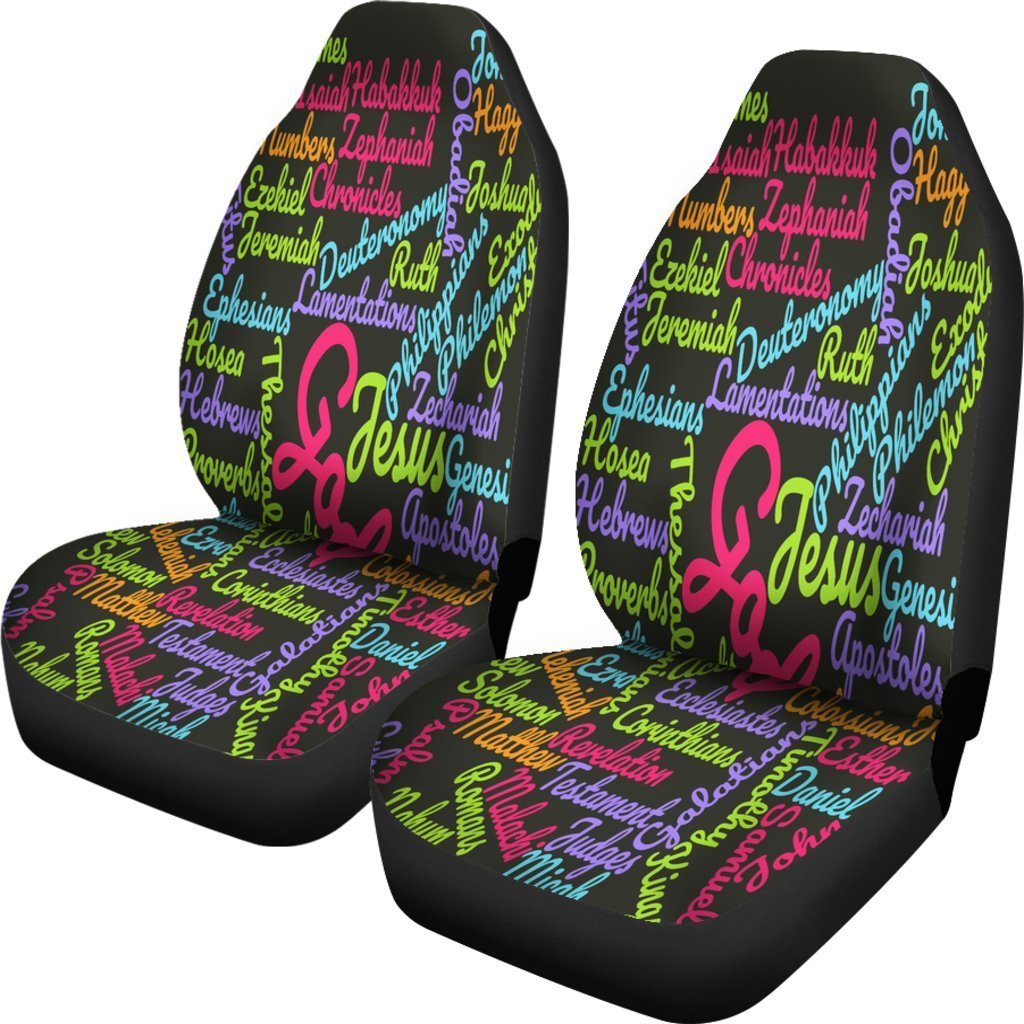 Colorful Christian Text Universal Fit Car Seat Covers GearFrost