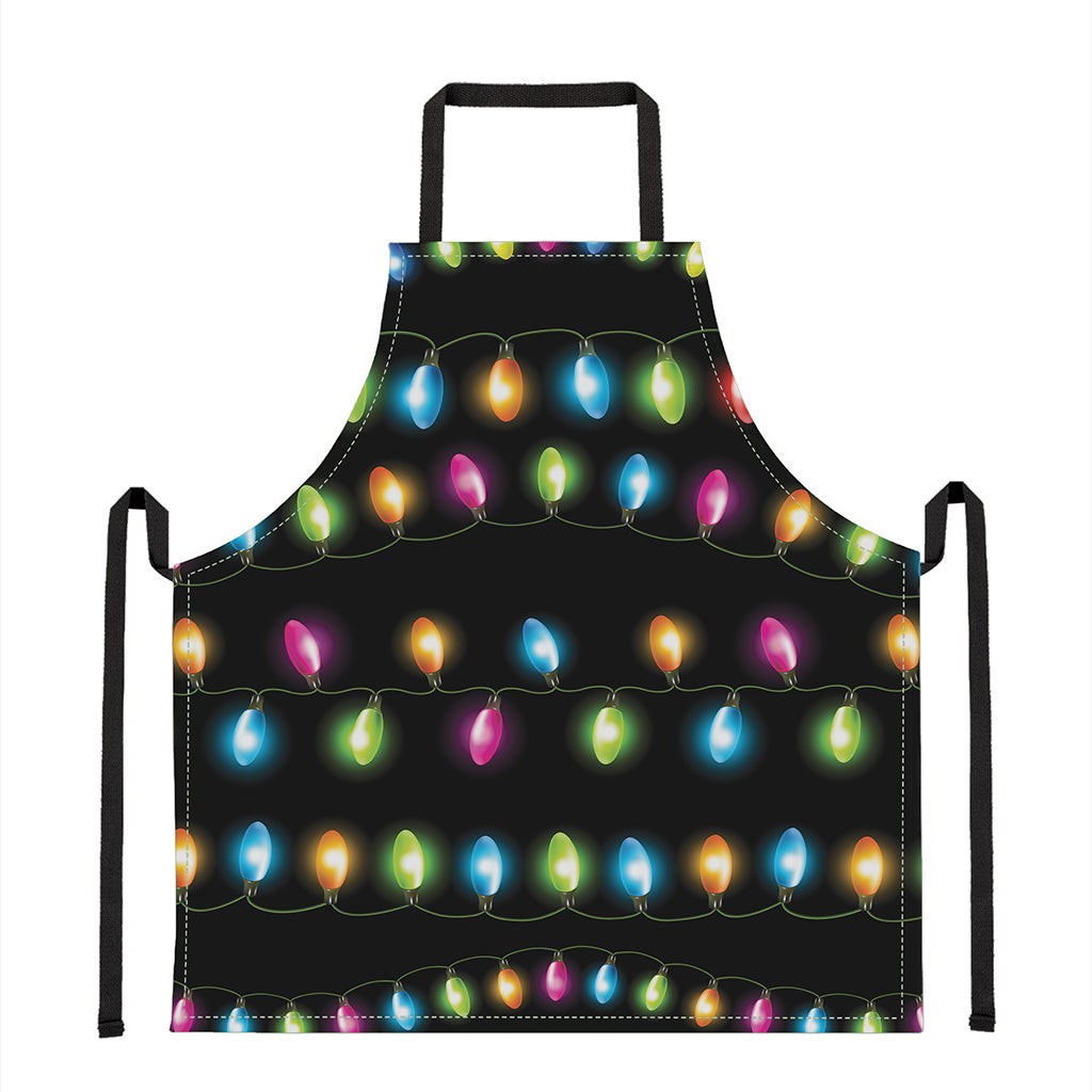 Colorful Christmas Lights Print Apron