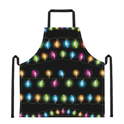 Colorful Christmas Lights Print Apron