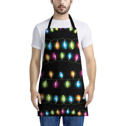 Colorful Christmas Lights Print Apron